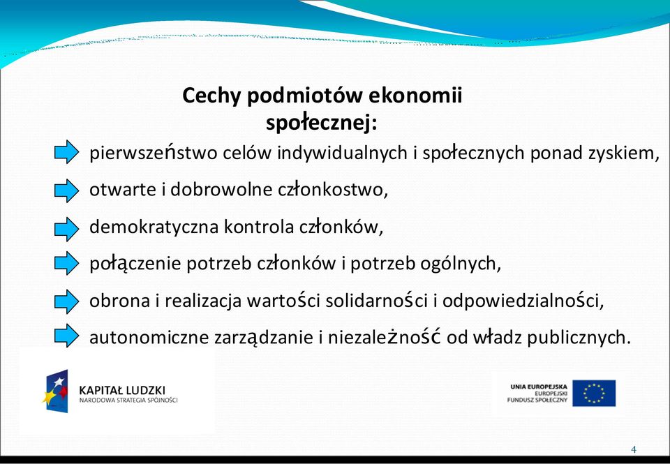 połączenie potrzeb członków i potrzeb ogólnych, obrona i realizacja wartości