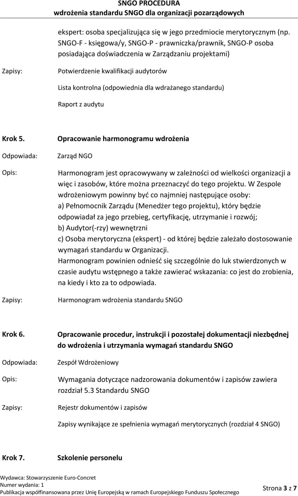 standardu) Raport z audytu Krok 5.