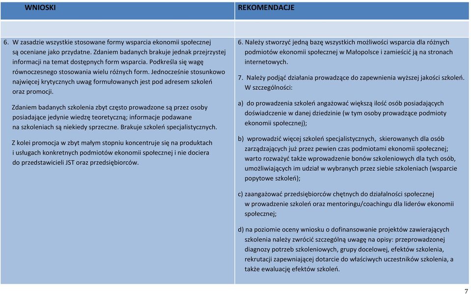 Jednocześnie stosunkowo najwięcej krytycznych uwag formułowanych jest pod adresem szkoleń oraz promocji.