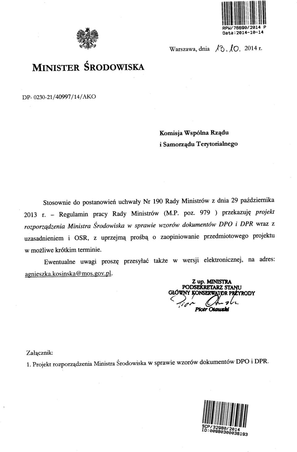 - Regulamin pracy Rady Ministrow (M.P. poz. 979 ) przekazuj?