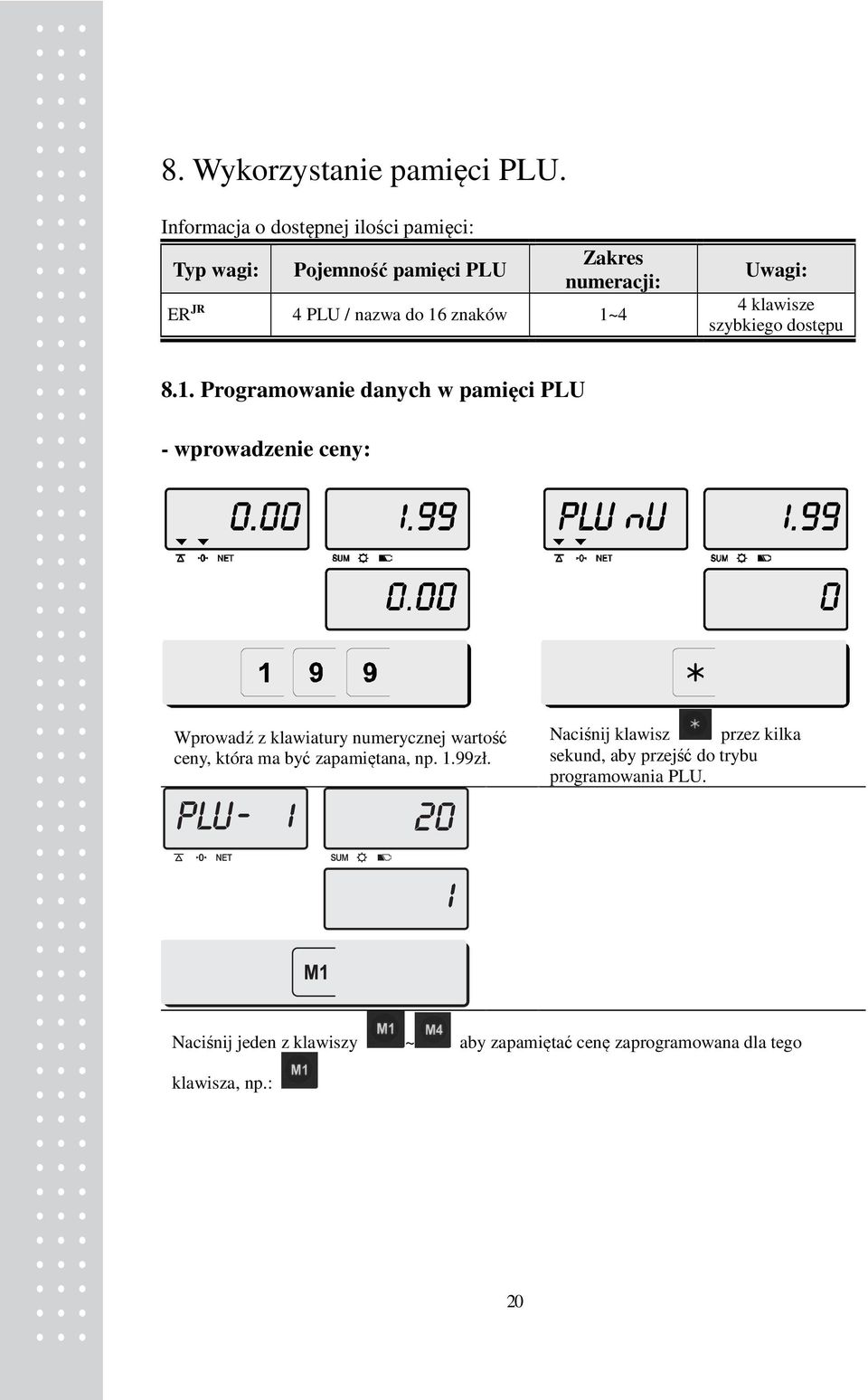 Uwagi: 4 klawisze szybkiego dostępu 8.1.