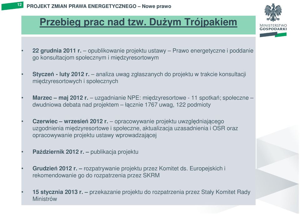 analiza uwag zgłaszanych do projektu w trakcie konsultacji międzyresortowych i społecznych Marzec maj 2012 r.