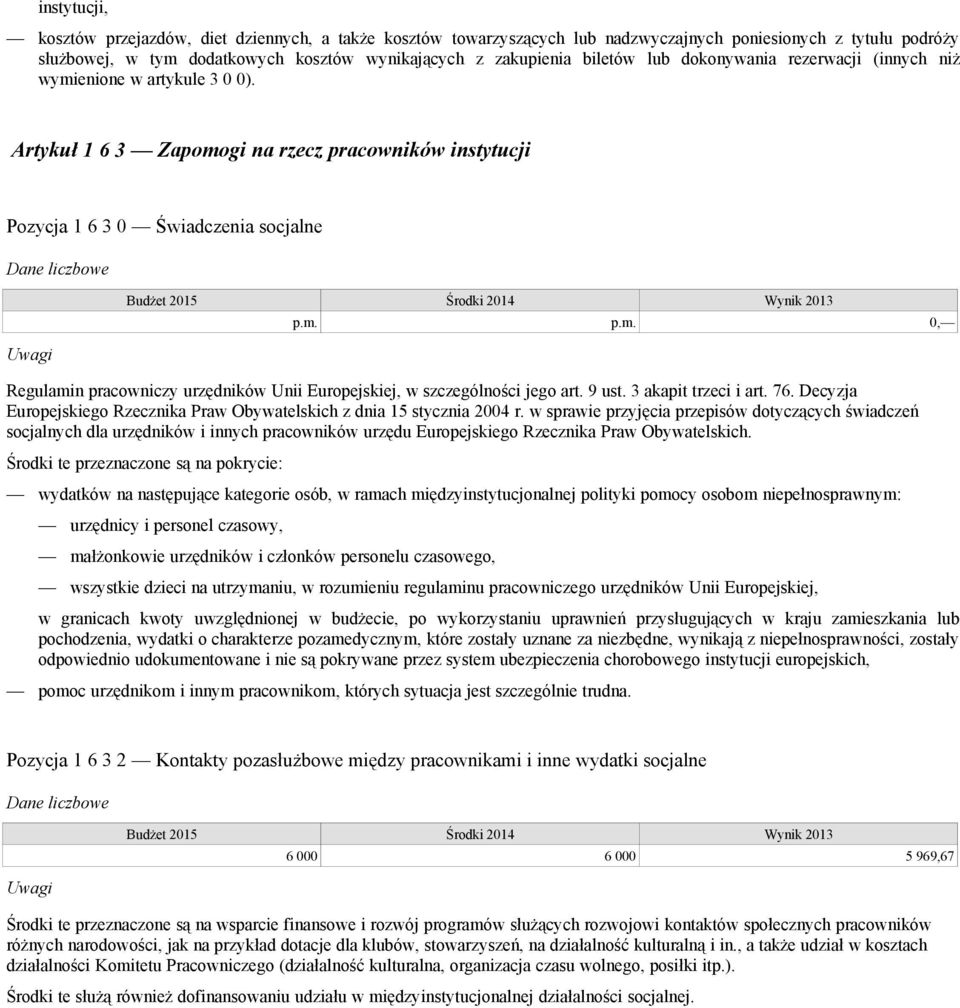 9 ust. 3 akapit trzeci i art. 76. Decyzja Europejskiego Rzecznika Praw Obywatelskich z dnia 15 stycznia 2004 r.