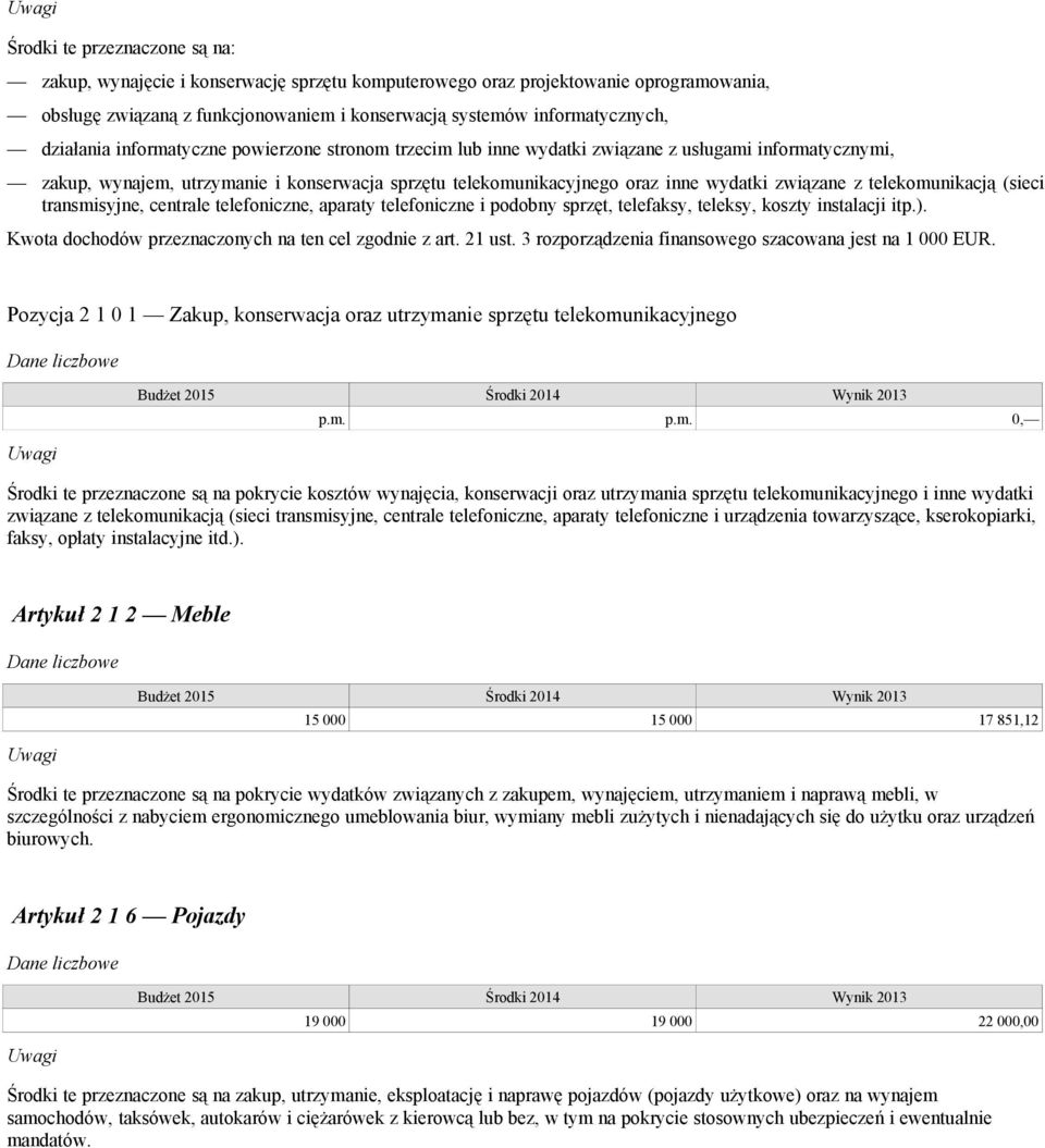 związane z telekomunikacją (sieci transmisyjne, centrale telefoniczne, aparaty telefoniczne i podobny sprzęt, telefaksy, teleksy, koszty instalacji itp.).