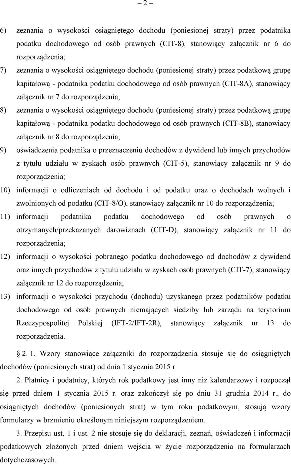 wysokości osiągniętego dochodu (poniesionej straty) przez podatkową grupę kapitałową - podatnika podatku dochodowego od osób prawnych (CIT-8B), stanowiący załącznik nr 8 do rozporządzenia; 9)