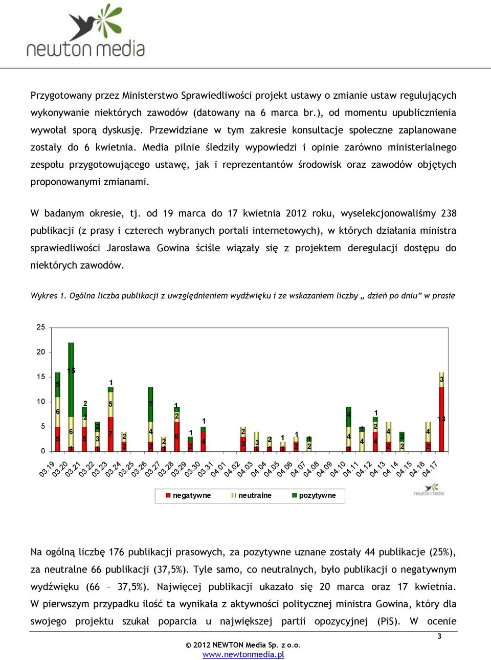 Media pilnie śledziły wypowiedzi i opinie zarówno ministerialnego zespołu przygotowującego ustawę, jak i reprezentantów środowisk oraz zawodów objętych proponowanymi zmianami. W badanym okresie, tj.