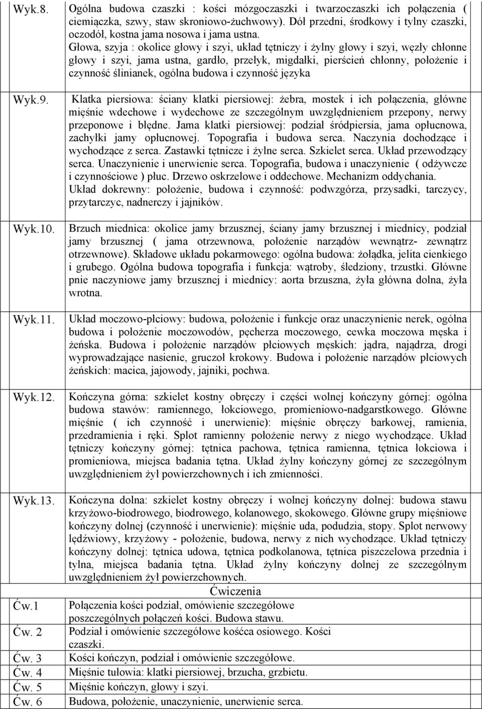 Głowa, szyja : okolice głowy i szyi, układ tętniczy i żylny głowy i szyi, węzły chłonne głowy i szyi, jama ustna, gardło, przełyk, migdałki, pierścień chłonny, położenie i czynność ślinianek, ogólna