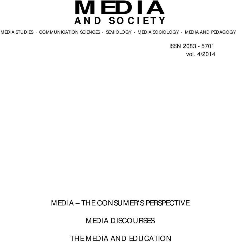 MEDIA AND PEDAGOGY ISSN 2083-5701 vol.