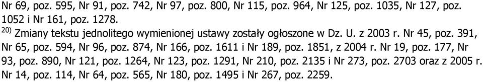 594, Nr 96, poz. 874, Nr 166, poz. 1611 i Nr 189, poz. 1851, z 2004 r. Nr 19, poz. 177, Nr 93, poz. 890, Nr 121, poz.