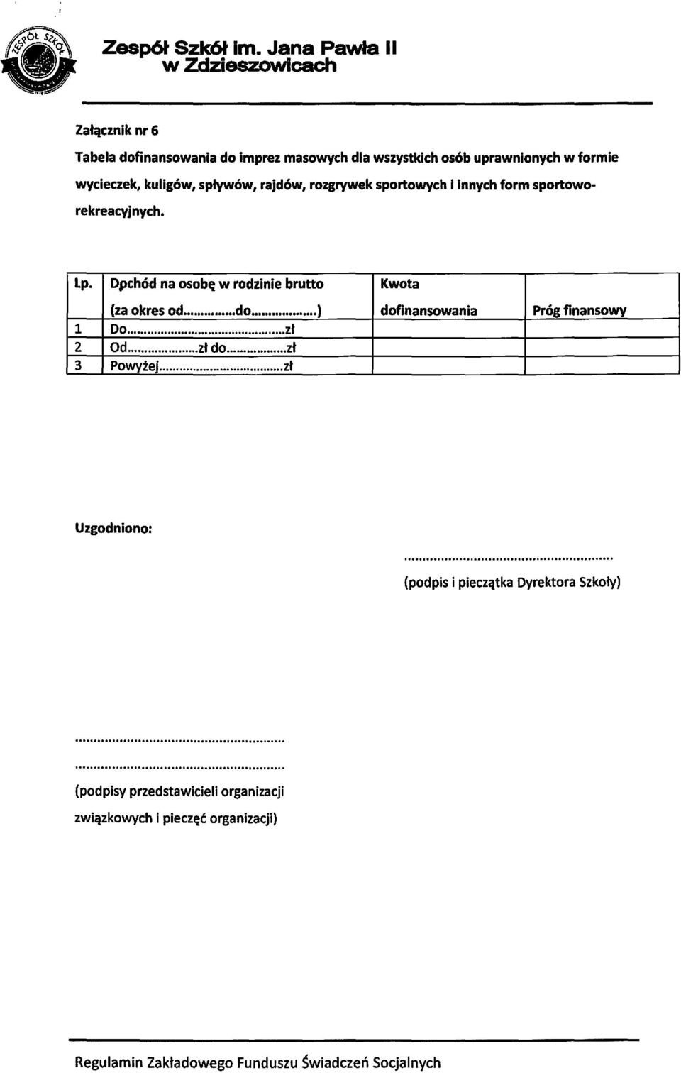 formie wycieczek, kuligów, spływów, rajdów, rozgrywek sportowych i innych form sportoworekreacyjnych. lp.