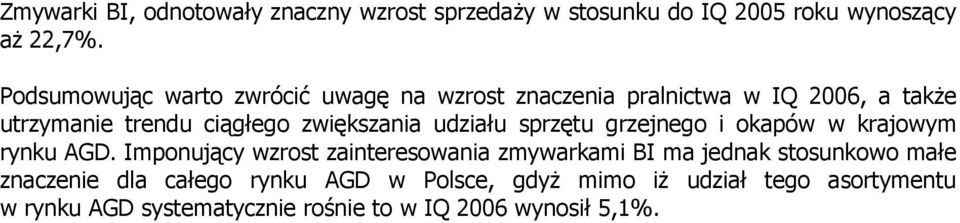 udziału sprzętu grzejnego i okapów w krajowym rynku AGD.