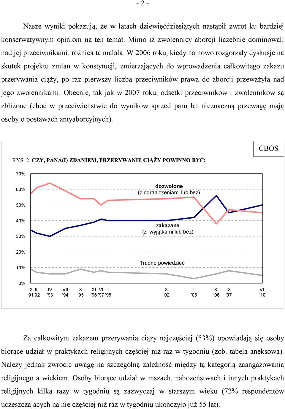W 2006 roku, kiedy na nowo rozgorzały dyskusje na skutek projektu zmian w konstytucji, zmierzających do wprowadzenia całkowitego zakazu przerywania ciąży, po raz pierwszy liczba przeciwników prawa do