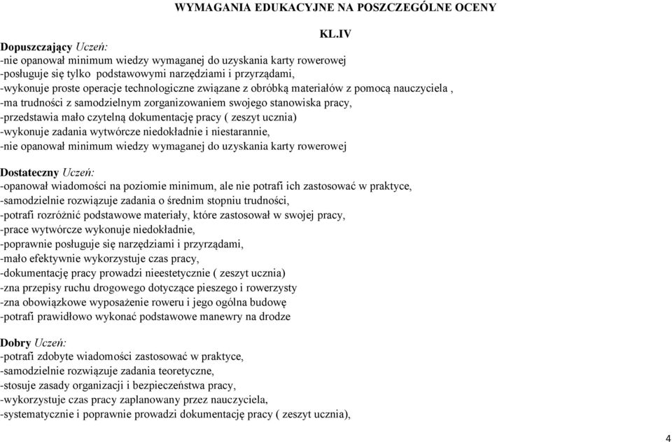 związane z obróbką materiałów z pomocą nauczyciela, -ma trudności z samodzielnym zorganizowaniem swojego stanowiska pracy, -przedstawia mało czytelną dokumentację pracy ( zeszyt ucznia) -wykonuje