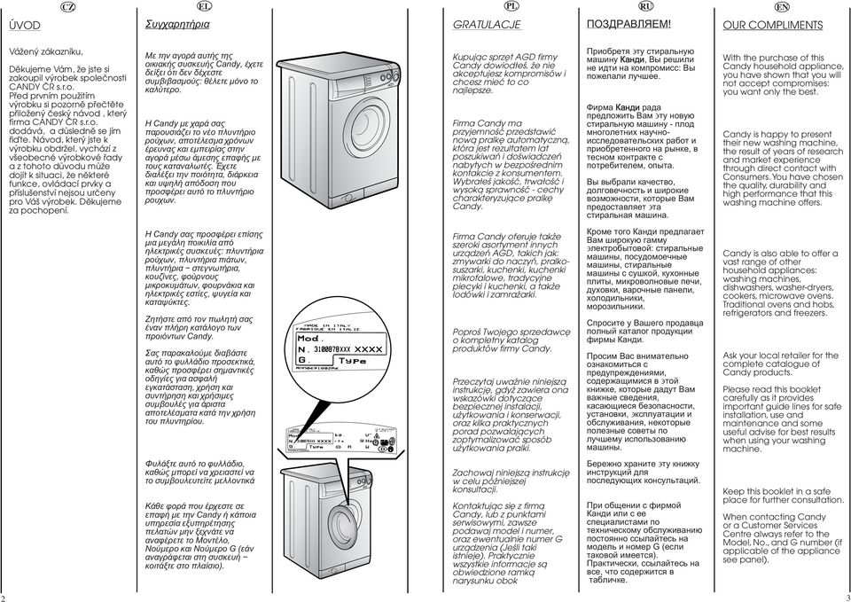 Návod, kter jste k v robku obdrïel, vychází z v eobecné v robkové fiady a z tohoto dûvodu mûïe dojít k situaci, Ïe nûkteré funkce, ovládací prvky a pfiíslu enství nejsou urãeny pro Vá v robek.