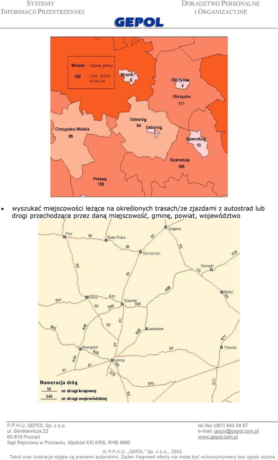 autostrad lub drogi przechodzące