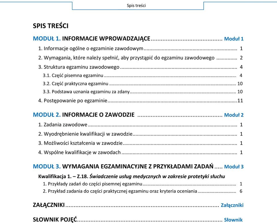 .. M 1. Zadania zawodowe... 1 W... 1 M... 1 4. W... 1 MODUŁ WYMAGANIA EGZAMINACYJNE Z PRZYKŁADAMI ZADAŃ.