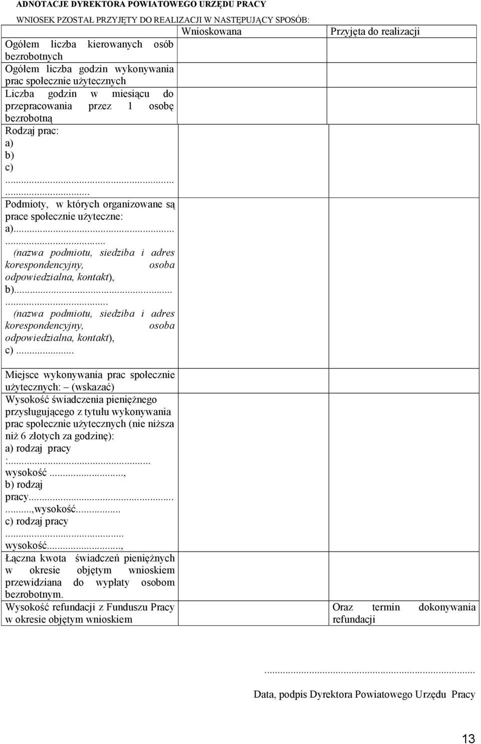 ..... (nazwa podmiotu, siedziba i adres korespondencyjny, osoba odpowiedzialna, kontakt), b)...... (nazwa podmiotu, siedziba i adres korespondencyjny, osoba odpowiedzialna, kontakt), c).
