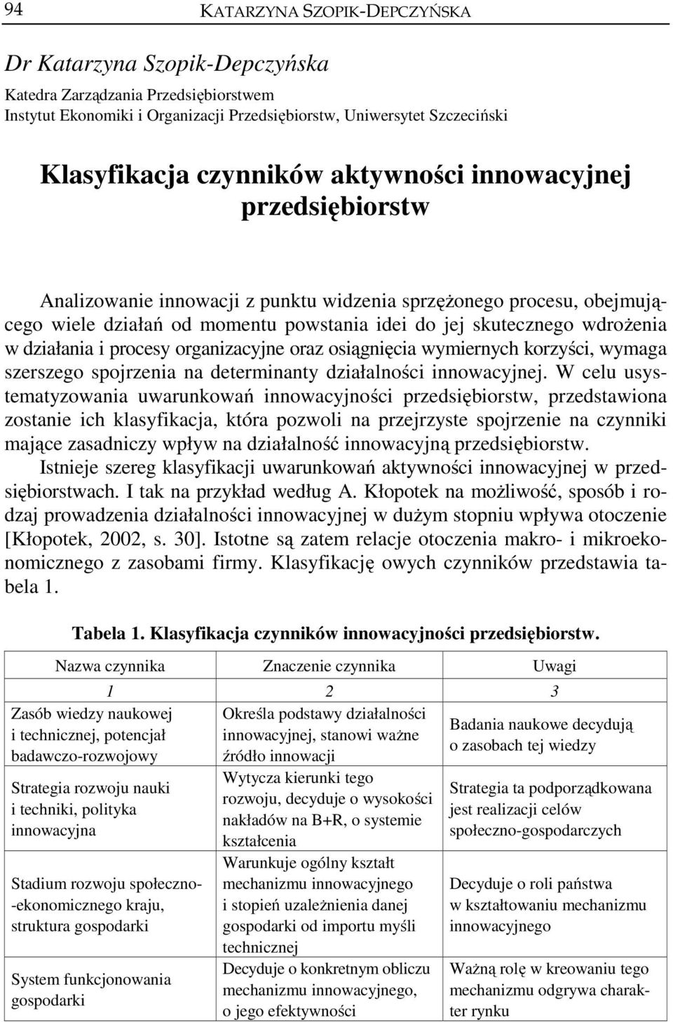 oraz osiągnięcia wymiernych korzyści, wymaga szerszego spojrzenia na determinanty działalności innowacyjnej.