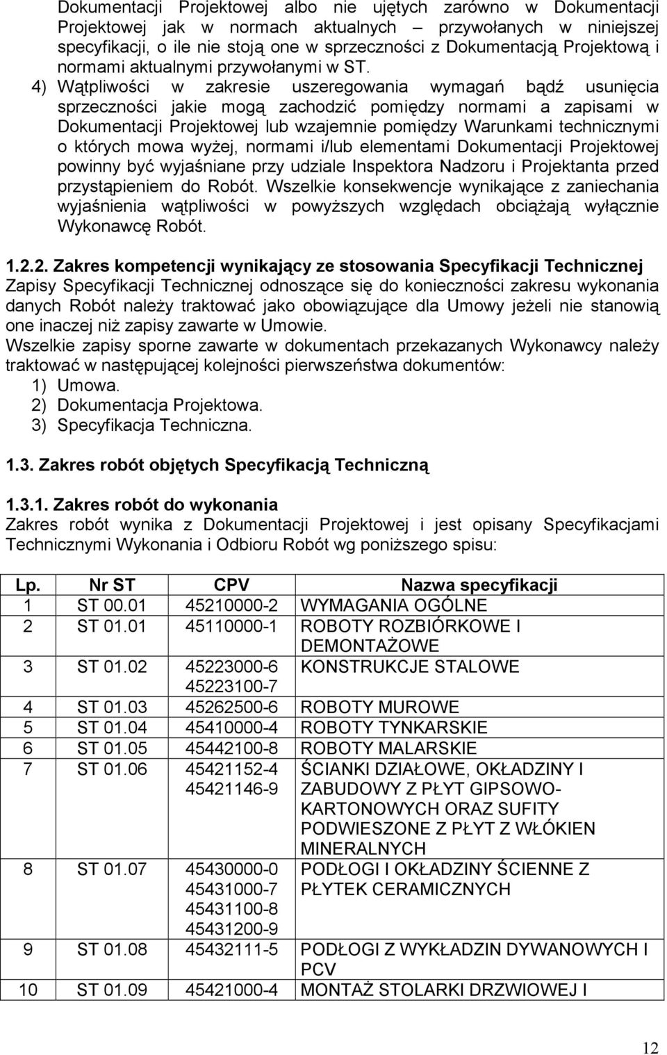 4) Wątpliwości w zakresie uszeregowania wymagań bądź usunięcia sprzeczności jakie mogą zachodzić pomiędzy normami a zapisami w Dokumentacji Projektowej lub wzajemnie pomiędzy Warunkami technicznymi o