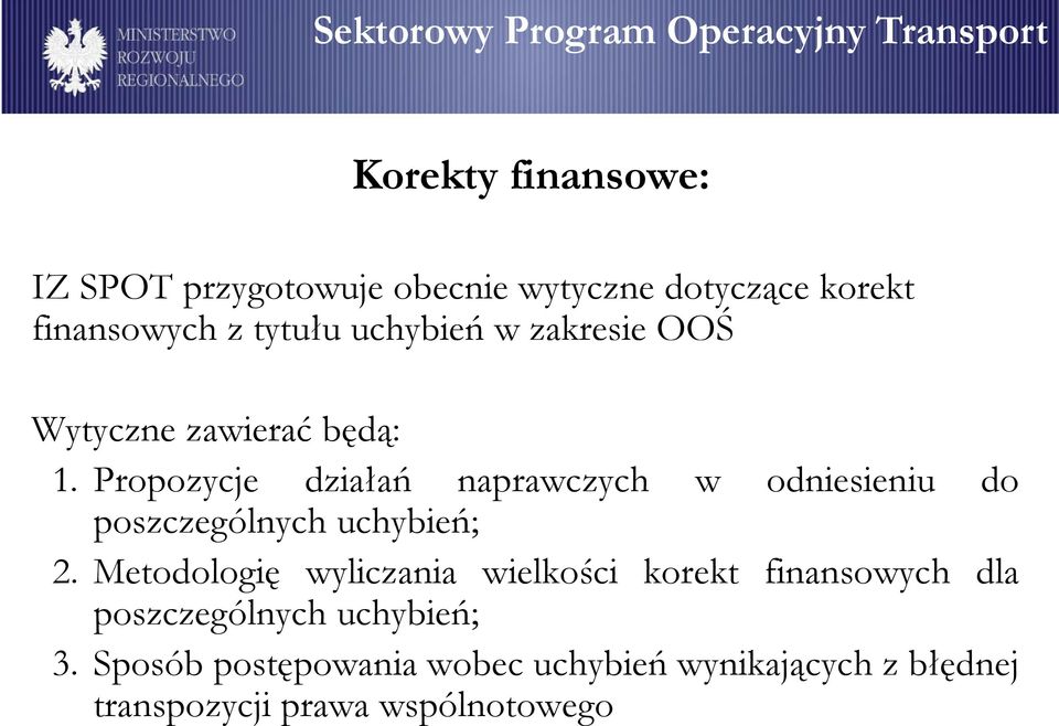 Propozycje działań naprawczych w odniesieniu do poszczególnych uchybień; 2.