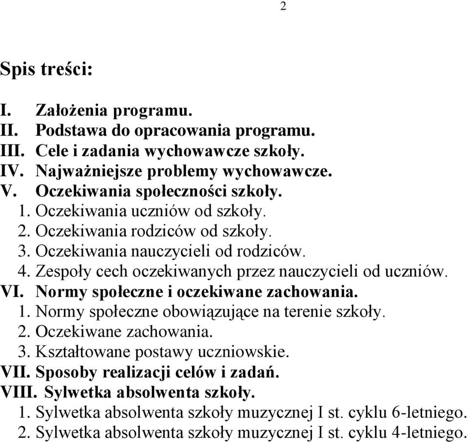 Zespoły cech oczekiwanych przez nauczycieli od uczniów. VI. Normy społeczne i oczekiwane zachowania. 1. Normy społeczne obowiązujące na terenie szkoły. 2. Oczekiwane zachowania. 3.