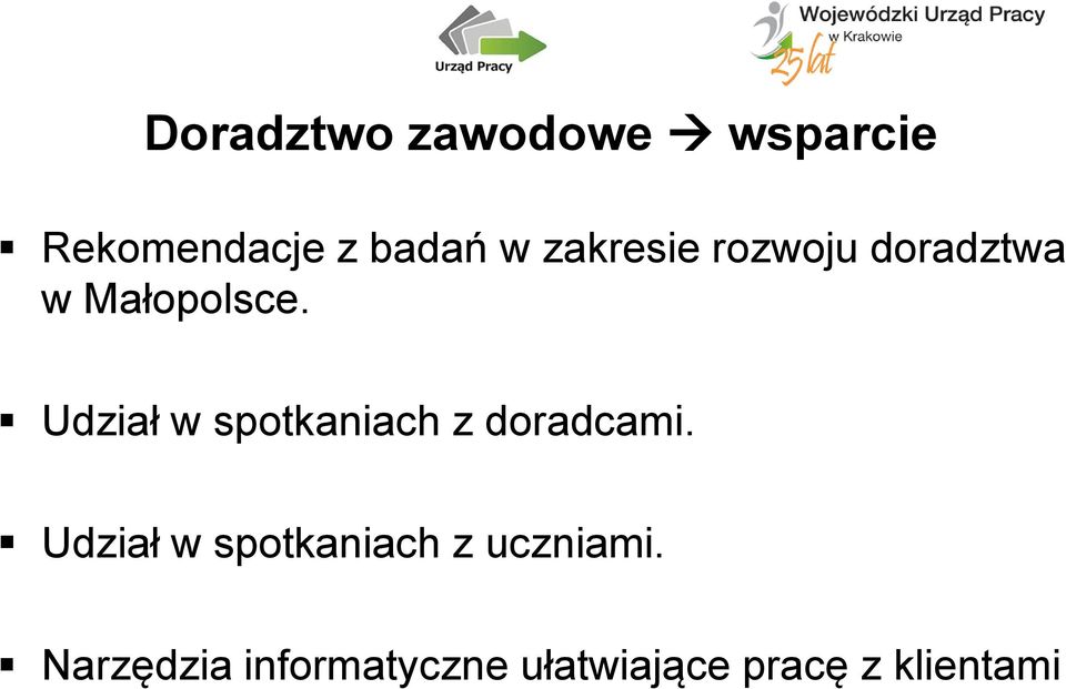 Udział w spotkaniach z doradcami.