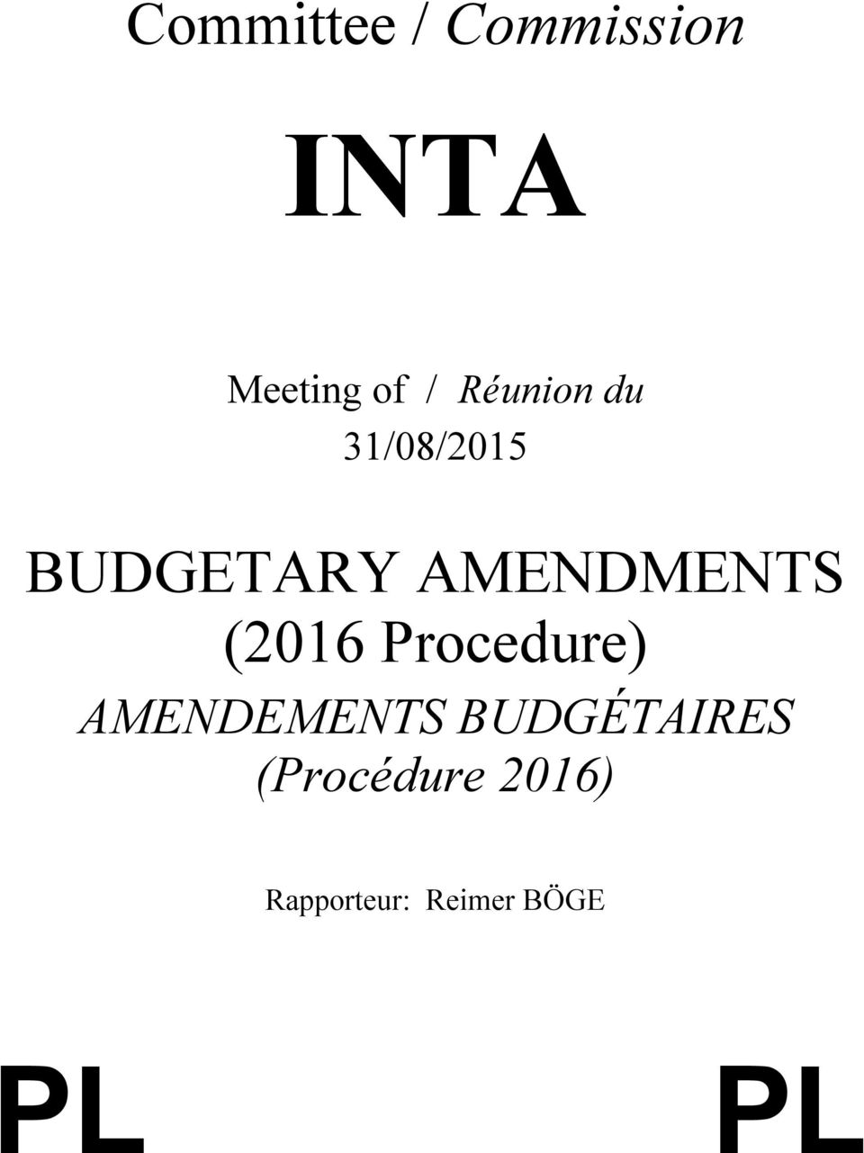 (2016 Procedure) AMENDEMENTS BUDGÉTAIRES