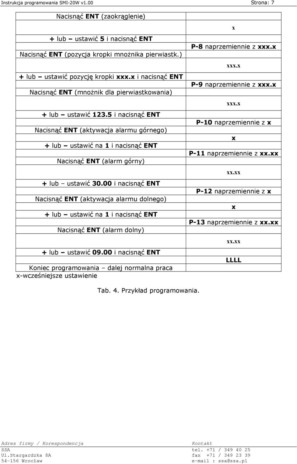 00 i nacisnąć ENT Nacisnąć ENT (aktywacja alarmu dolnego) Nacisnąć ENT (alarm dolny) + lub ustawić 09.