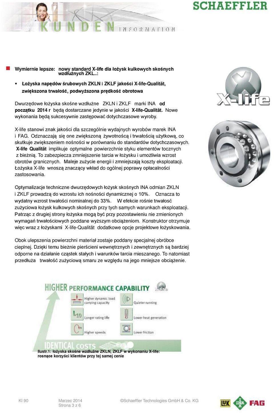dostarczane jedynie w jakości X-life-Qualität. Nowe wykonania będą sukcesywnie zastępować dotychczasowe wyroby. X-life stanowi znak jakości dla szczególnie wydajnych wyrobów marek INA i FAG.