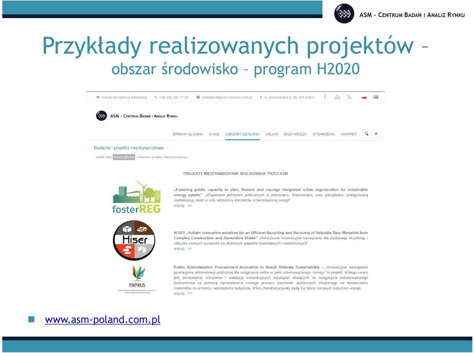 projektów obszar