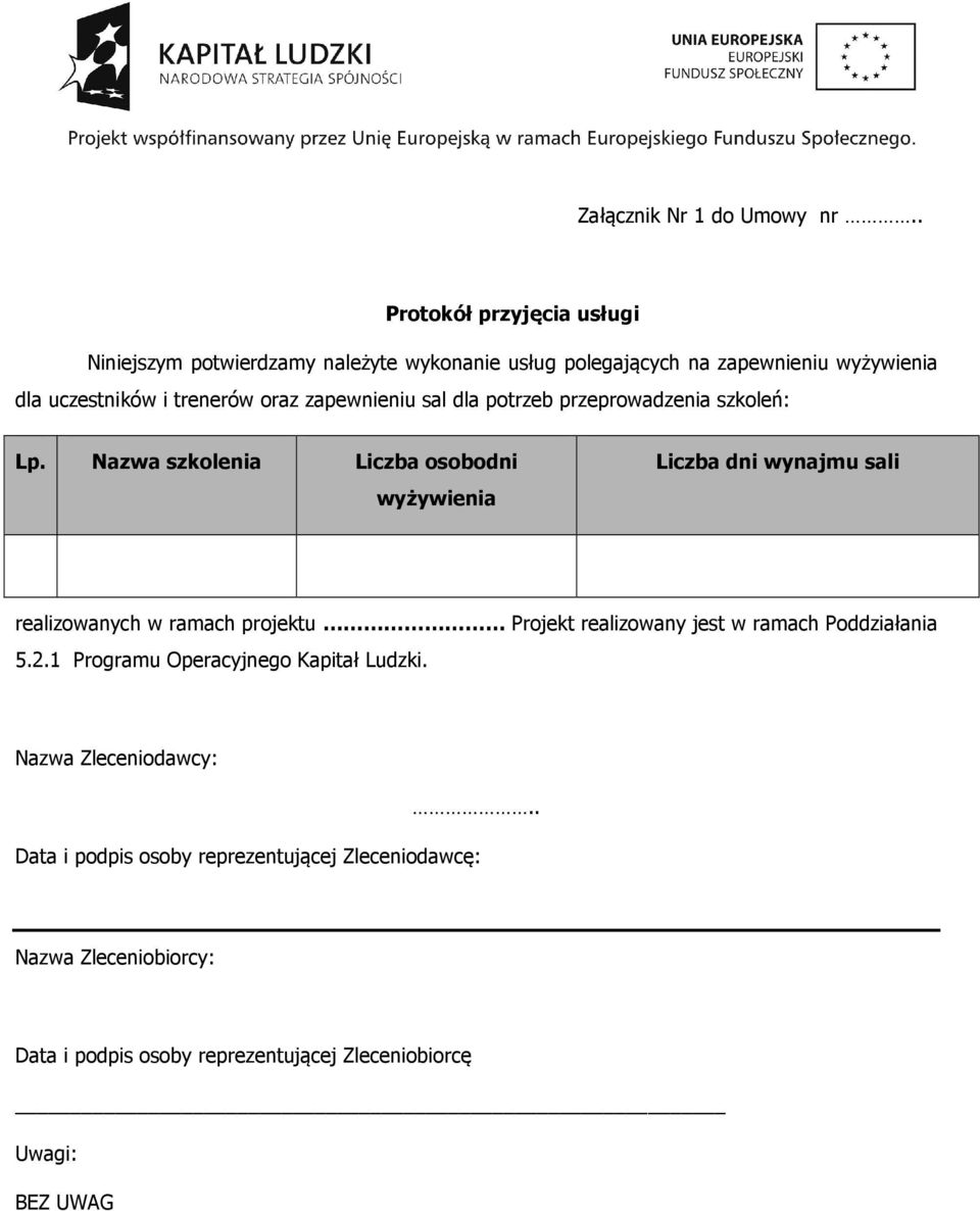 oraz zapewnieniu sal dla potrzeb przeprowadzenia szkoleń: Lp.