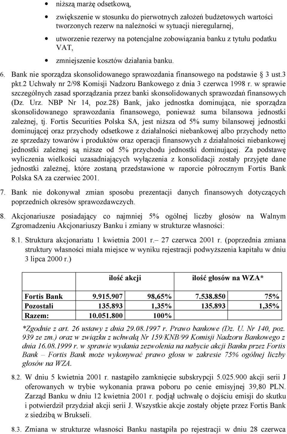 2 Uchwały nr 2/98 Komisji Nadzoru Bankowego z dnia 3 czerwca 1998 r. w sprawie szczególnych zasad sporządzania przez banki skonsolidowanych sprawozdań finansowych (Dz. Urz. NBP Nr 14, poz.