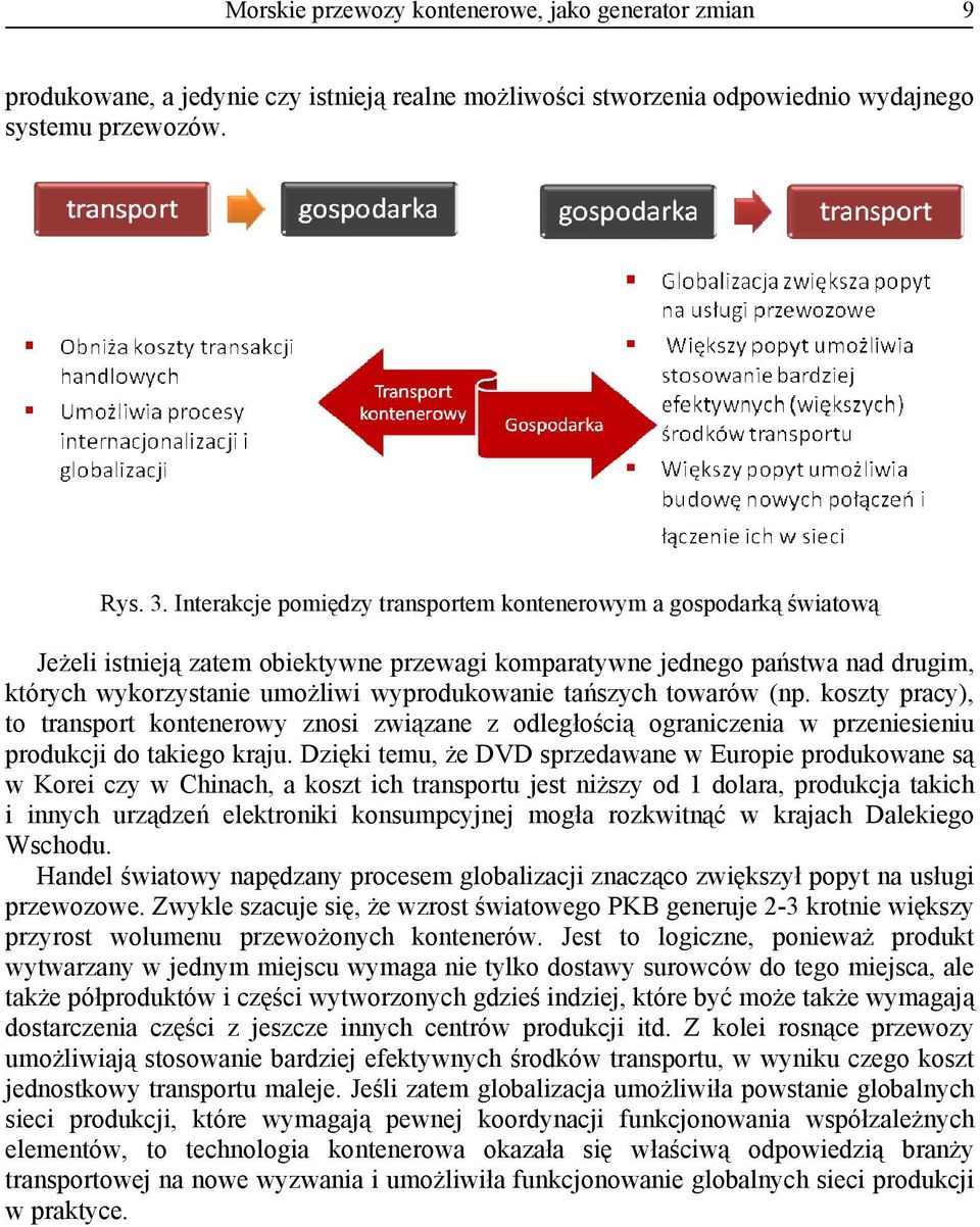 tańszych towarów (np. koszty pracy), to transport kontenerowy znosi związane z odległością ograniczenia w przeniesieniu produkcji do takiego kraju.