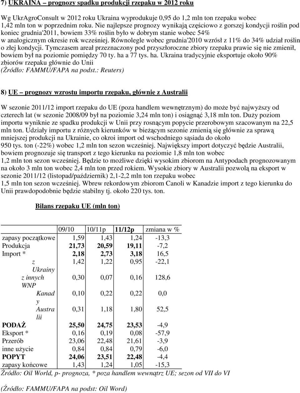 Równolegle wobec grudnia'010 wzrósł z 11% do 34% udział roślin o złej kondycji.