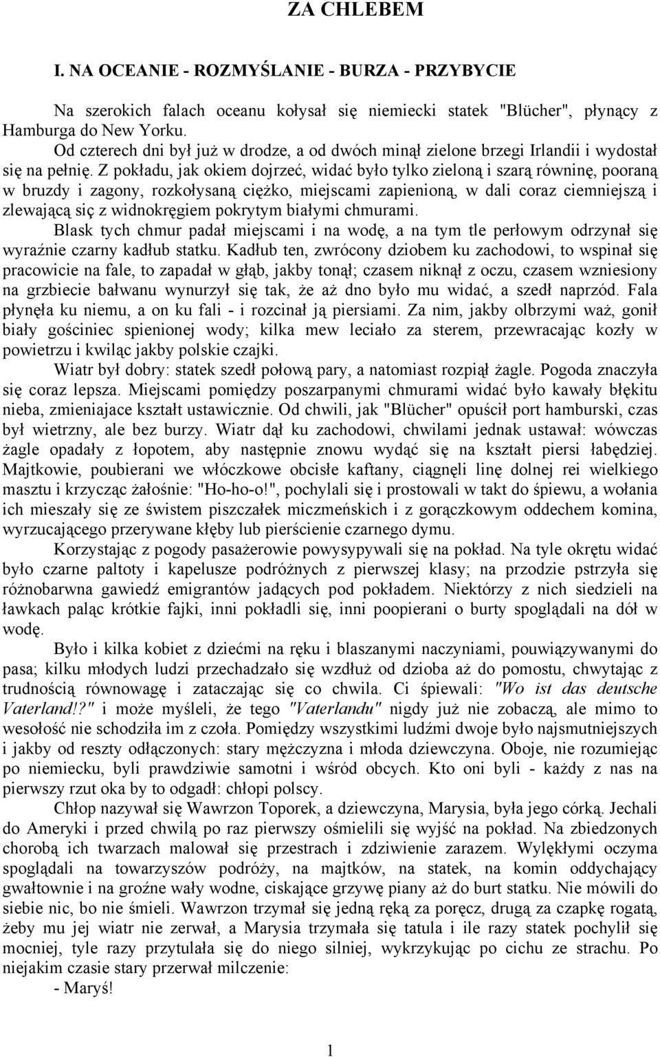 Z pokładu, jak okiem dojrzeć, widać było tylko zieloną i szarą równinę, pooraną w bruzdy i zagony, rozkołysaną ciężko, miejscami zapienioną, w dali coraz ciemniejszą i zlewającą siç z widnokręgiem