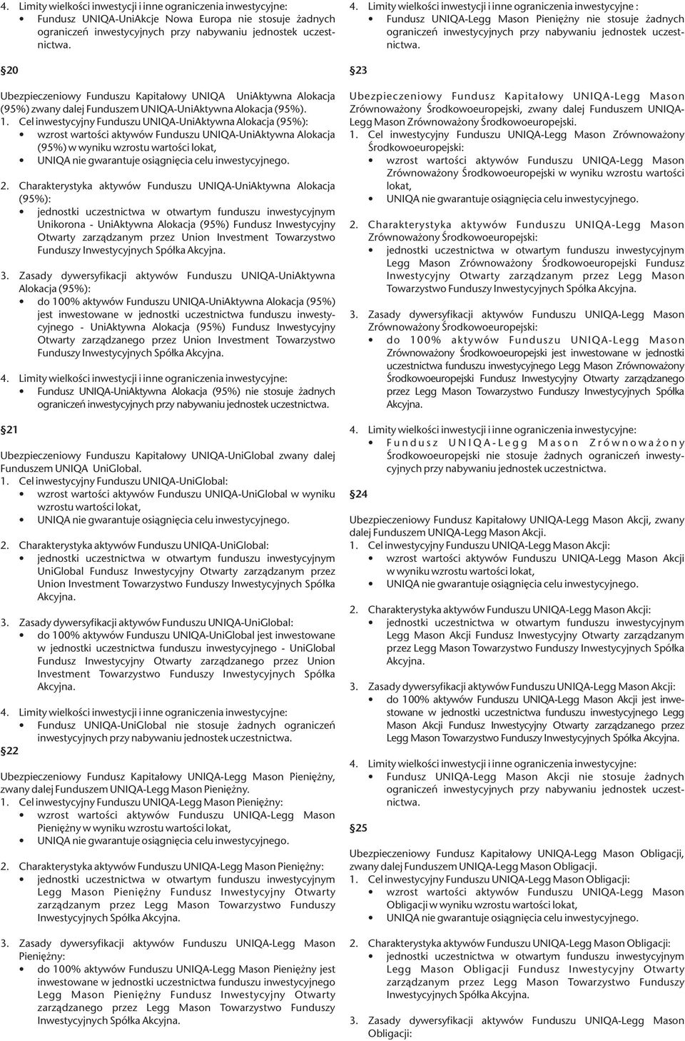 Charakterystyka aktywów Funduszu UNIQA-UniAktywna Alokacja (95%): Unikorona - UniAktywna Alokacja (95%) Fundusz Inwestycyjny Otwarty zarządzanym przez Union Investment Towarzystwo Funduszy 3.