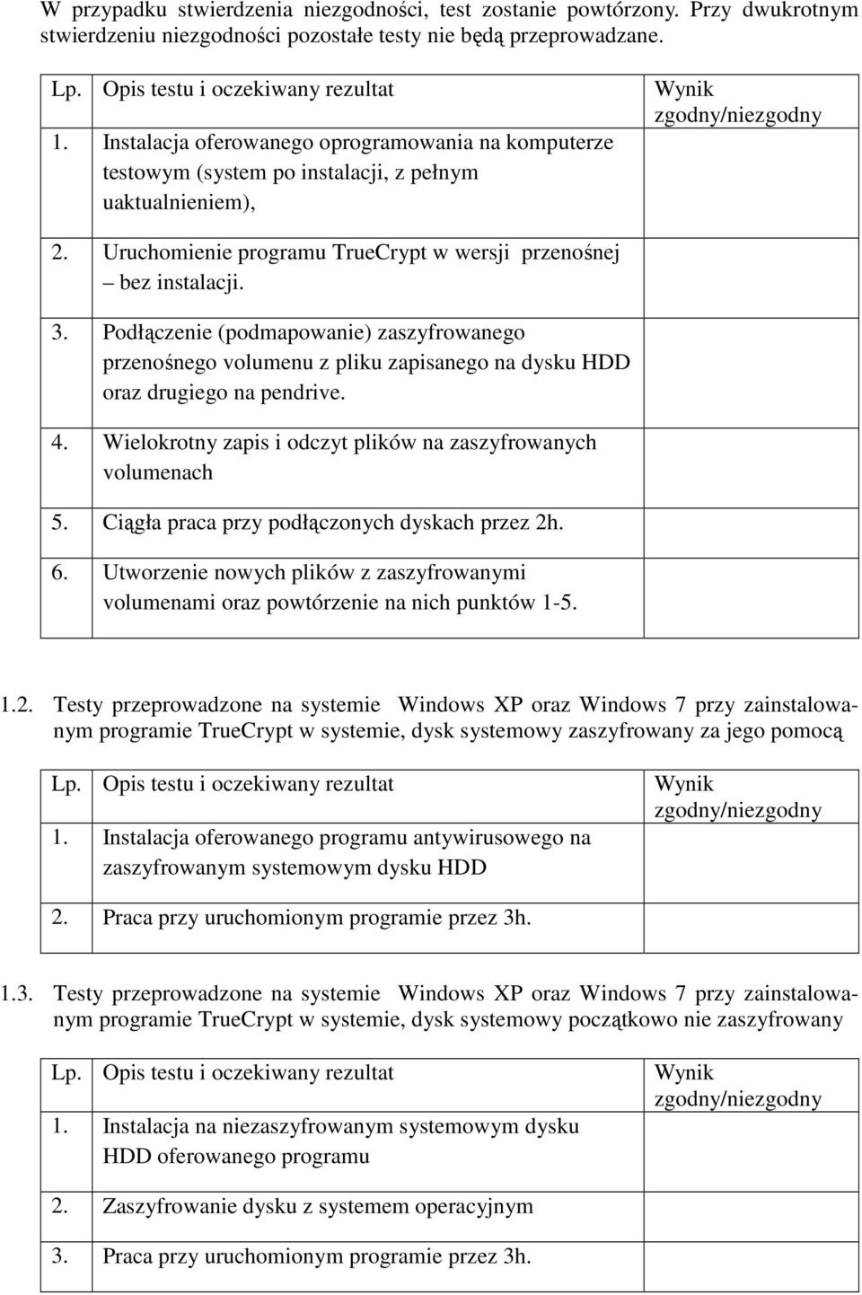 Uruchomienie programu TrueCrypt w wersji przenośnej bez instalacji. 3. Podłączenie (podmapowanie) zaszyfrowanego przenośnego volumenu z pliku zapisanego na dysku HDD oraz drugiego na pendrive. 4.