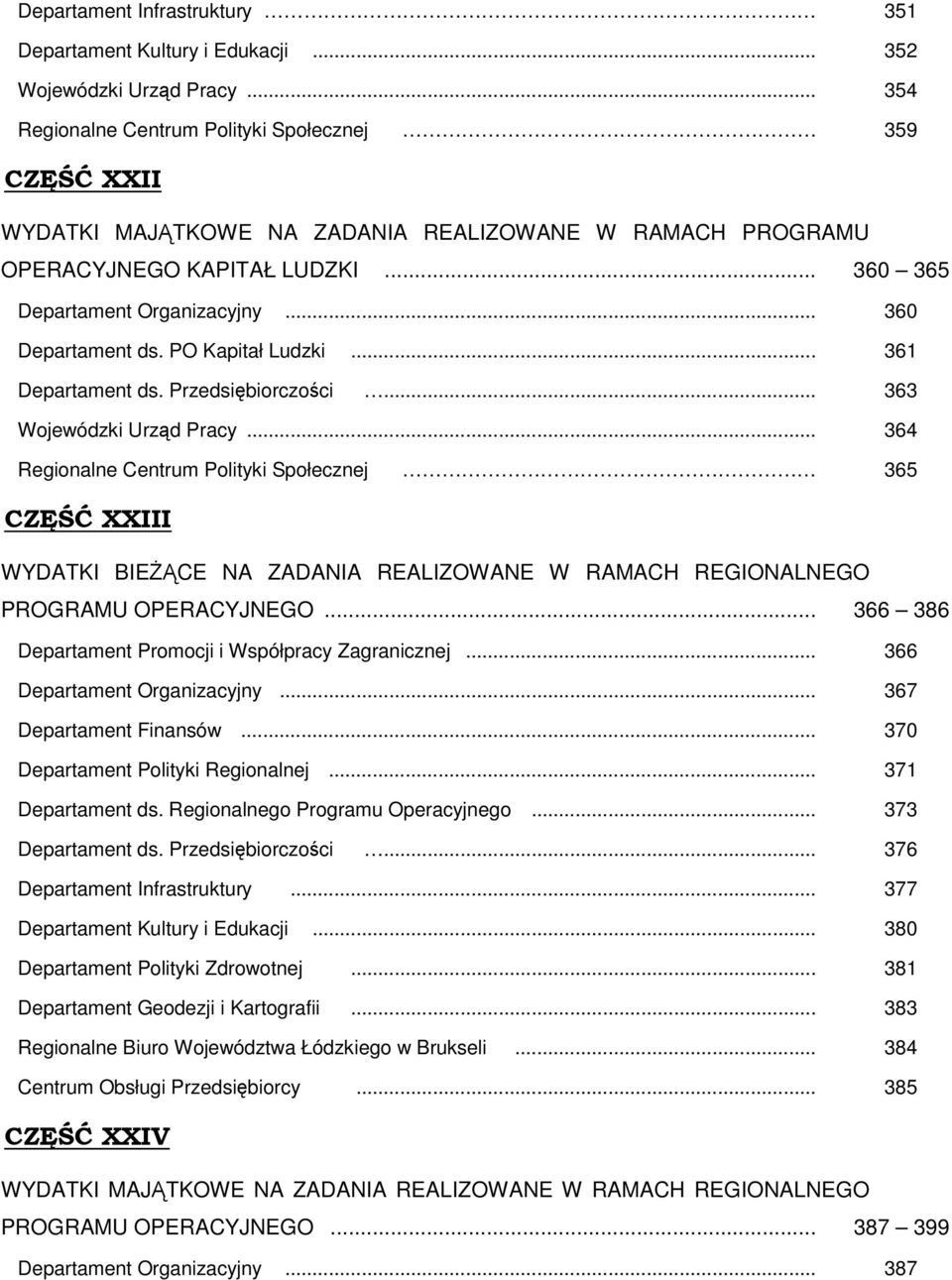 .. 360 Departament ds. PO Kapitał Ludzki... 361 Departament ds. Przedsiębiorczości... 363 Wojewódzki Urząd Pracy.