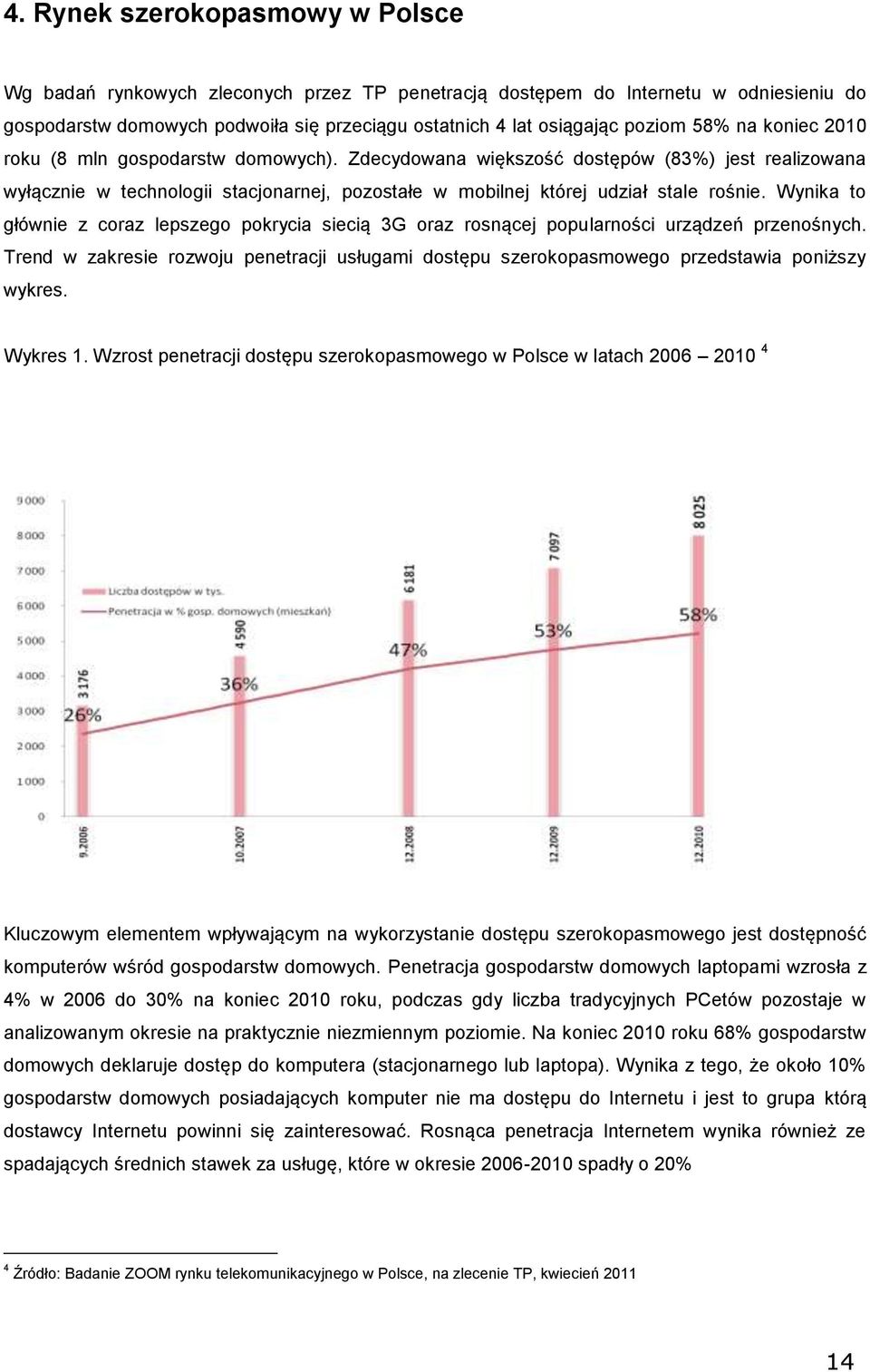 Wynika t głównie z craz lepszeg pkrycia siecią 3G raz rsnącej ppularnści urządzeń przenśnych. Trend w zakresie rzwju penetracji usługami dstępu szerkpasmweg przedstawia pniższy wykres. Wykres 1.