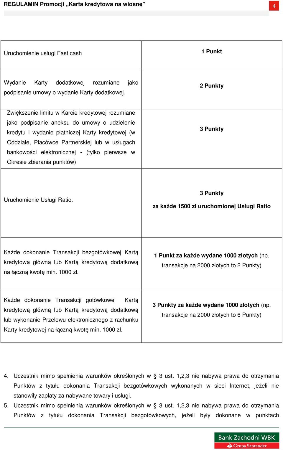 bankowości elektronicznej - (tylko pierwsze w Okresie zbierania punktów) 3 Punkty Uruchomienie Usługi Ratio.