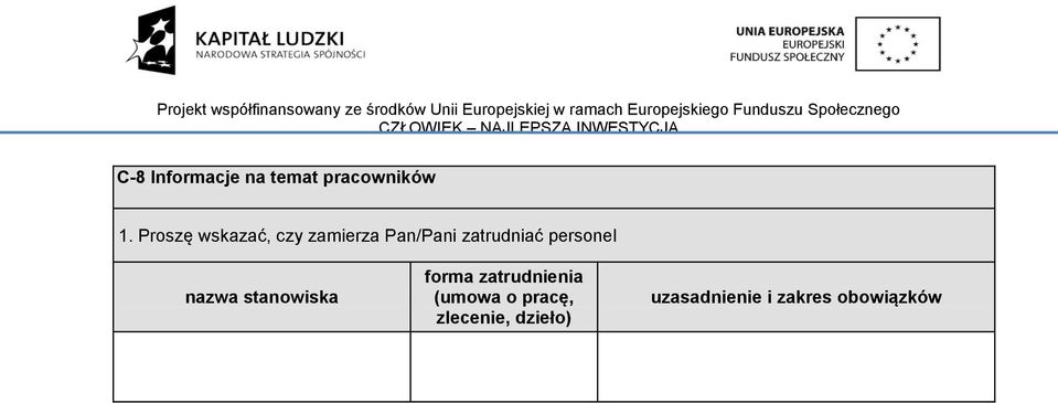 personel nazwa stanowiska forma zatrudnienia