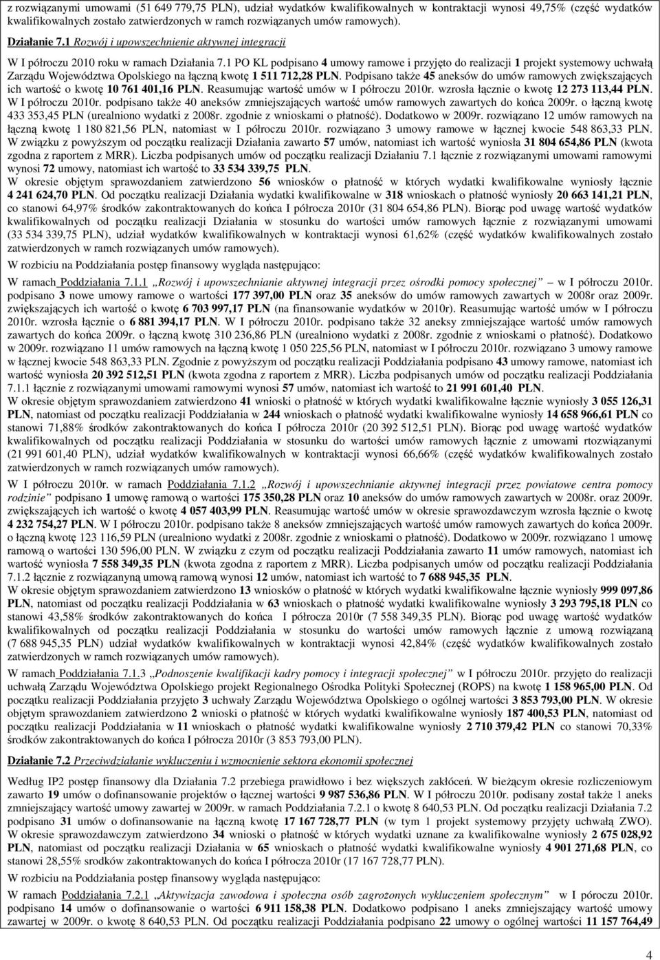 1 PO KL podpisano 4 umowy ramowe i przyjęto do realizacji 1 projekt systemowy uchwałą Zarządu Województwa Opolskiego na łączną kwotę 1 511 712,28 PLN.