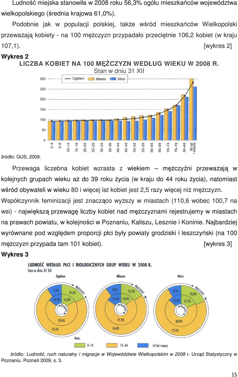 [wykres 2] Wykres 2 LICZBA KOBIET NA 100 MĘŻCZYZN WEDŁUG WIEKU W R. Stan w dniu 31 XII źródło: GUS, 2009.