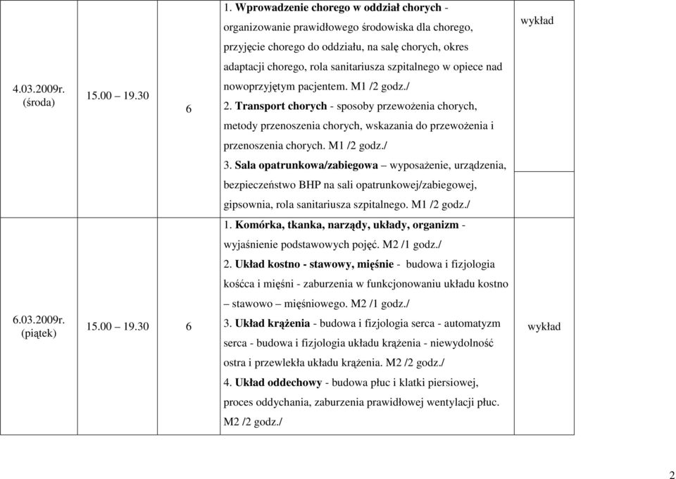 Transport chorych - sposoby przewoŝenia chorych, metody przenoszenia chorych, wskazania do przewoŝenia i przenoszenia chorych. M1 /2 godz./ 3.