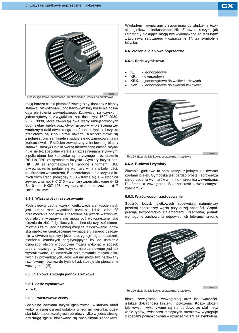 . - jednorzędowe KK.. - dwurzędowe KBK.. - jednorzędowe do wałów korbowych KZK.. - jednorzędowe do sworzni tłokowych. TZ0605 Rys.
