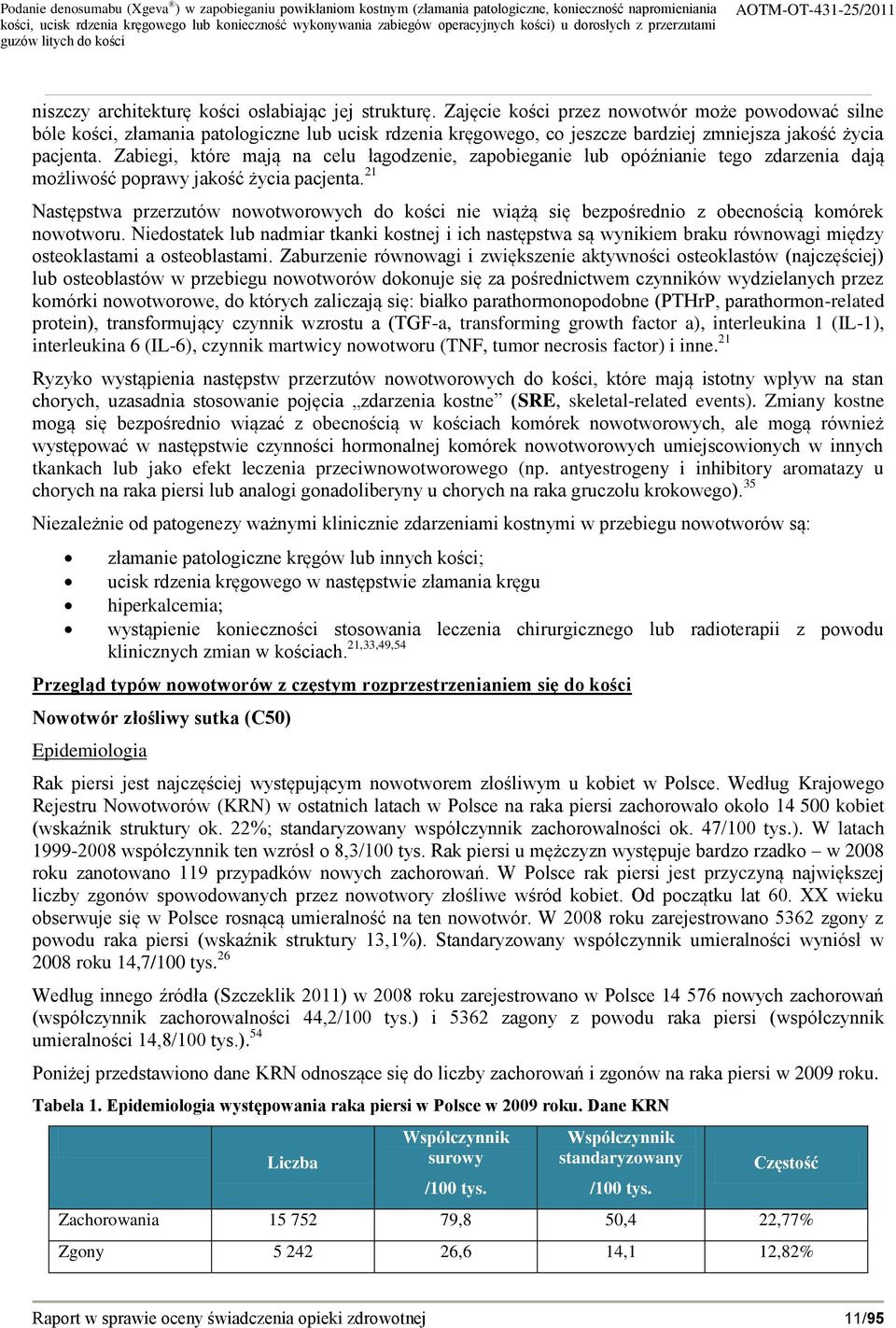 Zabiegi, które mają na celu łagodzenie, zapobieganie lub opóźnianie tego zdarzenia dają możliwość poprawy jakość życia pacjenta.