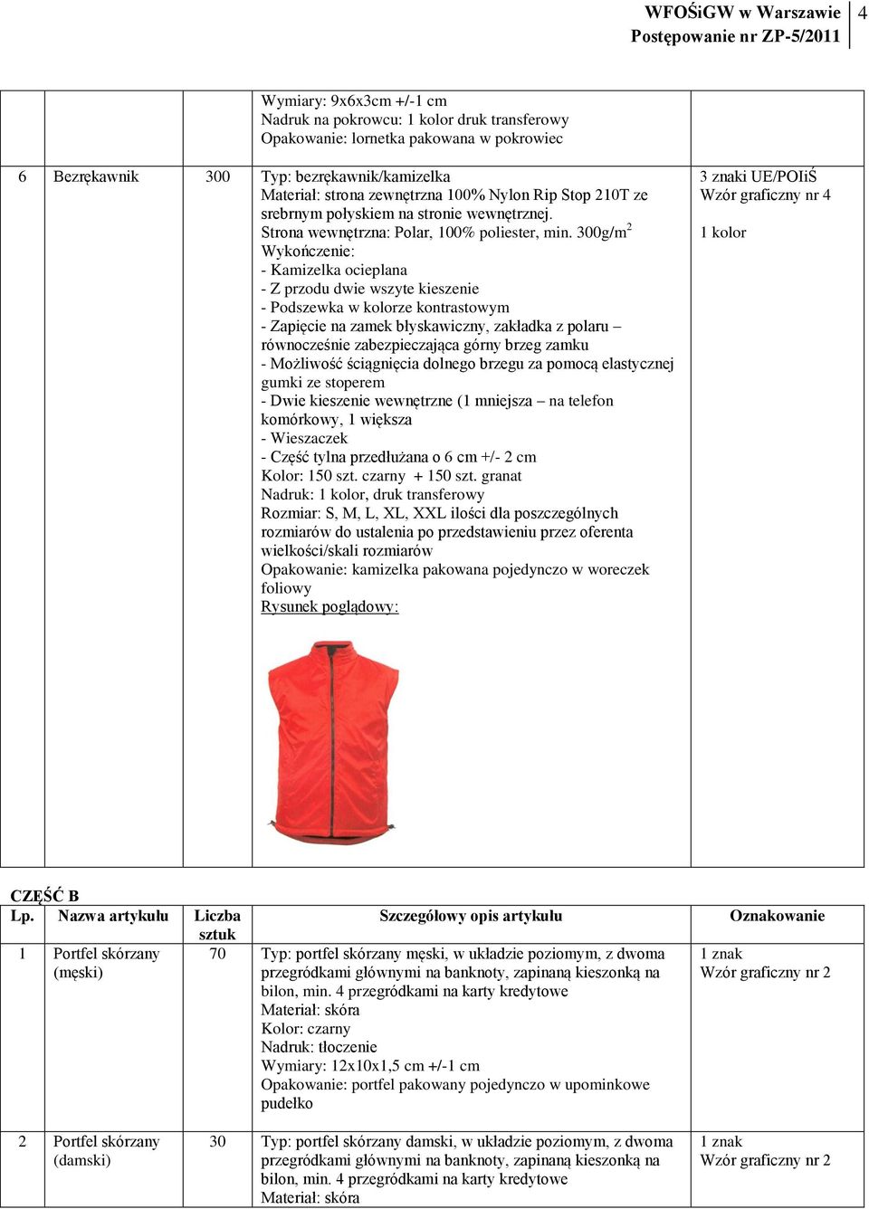 300g/m 2 Wykończenie: - Kamizelka ocieplana - Z przodu dwie wszyte kieszenie - Podszewka w kolorze kontrastowym - Zapięcie na zamek błyskawiczny, zakładka z polaru równocześnie zabezpieczająca górny