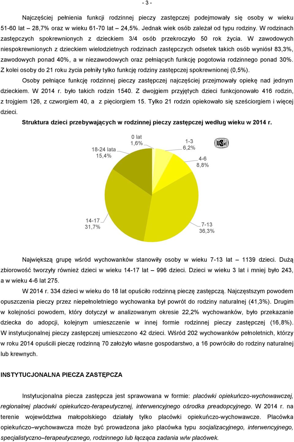 W zawodowych niespokrewnionych z dzieckiem wielodzietnych rodzinach zastępczych odsetek takich osób wyniósł 83,3%, zawodowych ponad 40%, a w niezawodowych oraz pełniących funkcję pogotowia rodzinnego