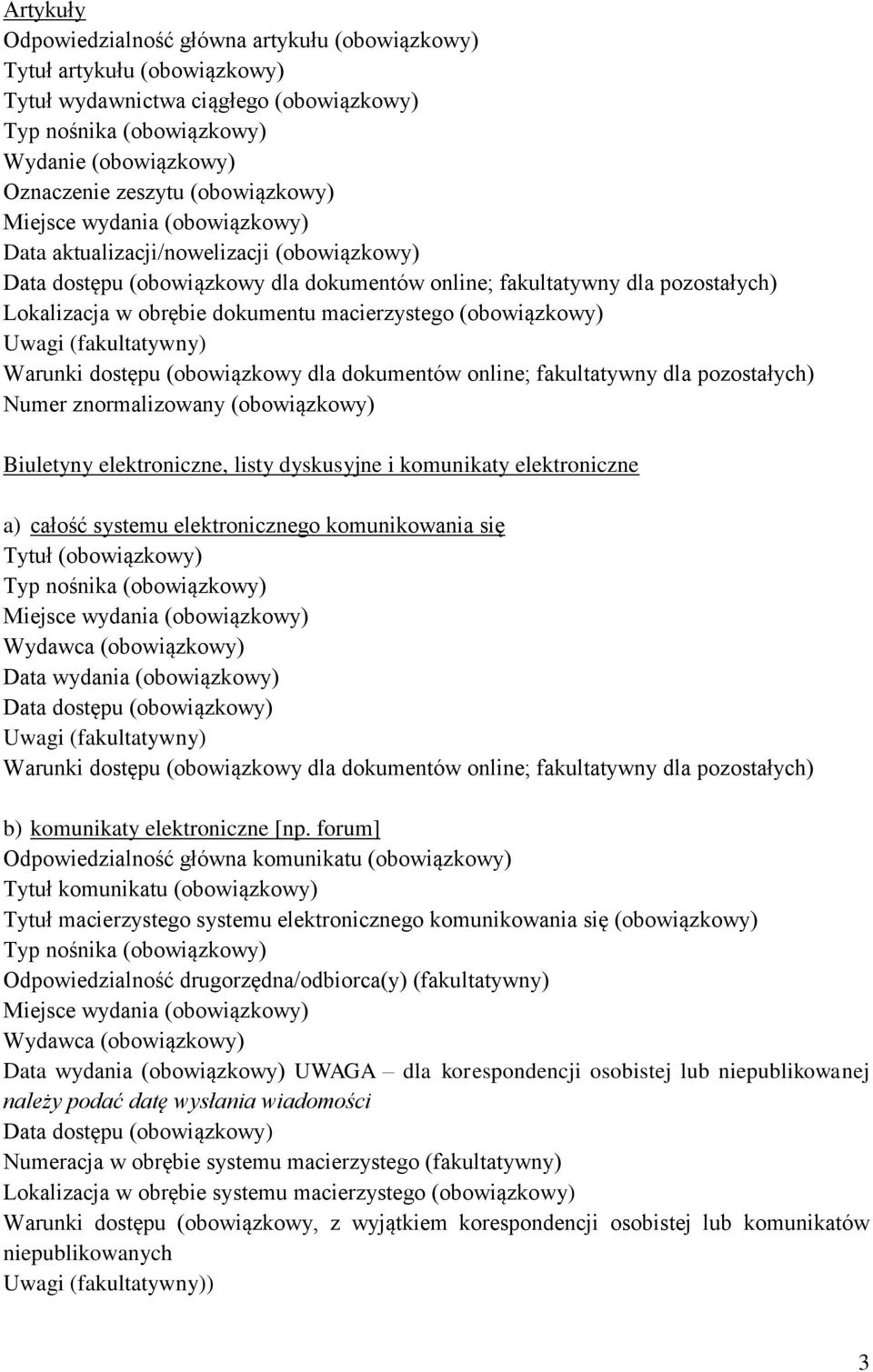 (obowiązkowy) Data dostępu (obowiązkowy) b) komunikaty elektroniczne [np.