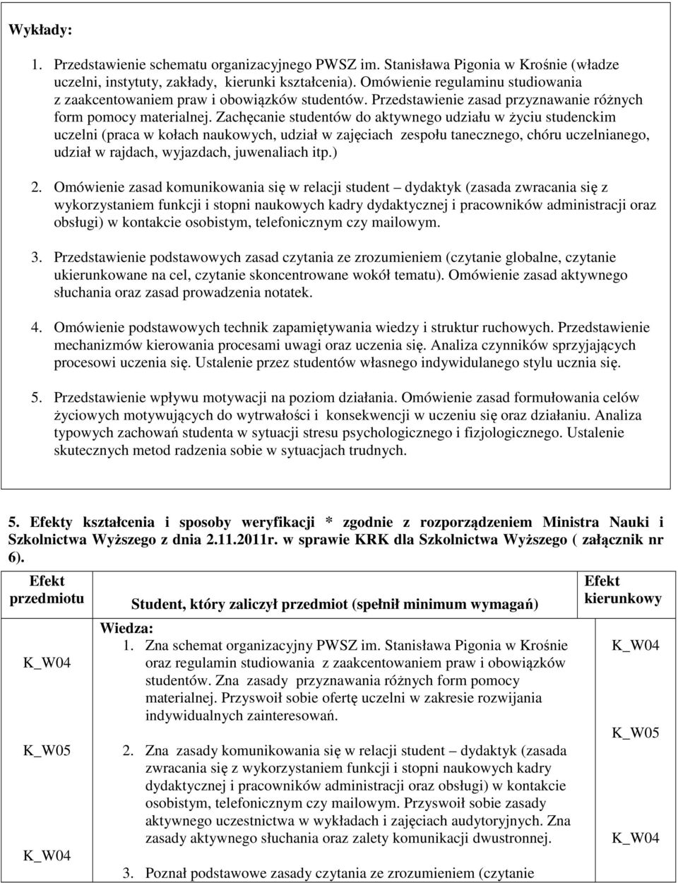 Zachęcanie studentów do aktywnego udziału w życiu studenckim uczelni (praca w kołach naukowych, udział w zajęciach zespołu tanecznego, chóru uczelnianego, udział w rajdach, wyjazdach, juwenaliach itp.